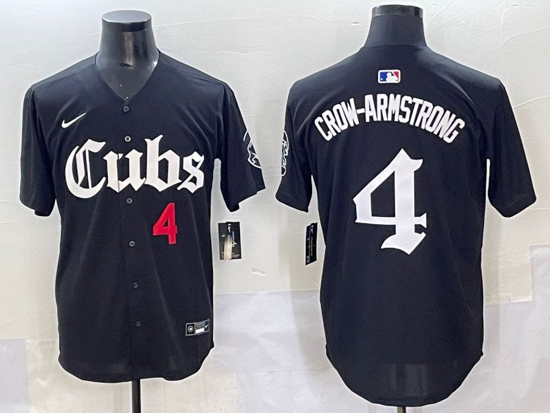 Men 2025 Chicago Cubs 4 Crow-Armstrong Black Five generations Joint Name Nike MLB Jersey style 6
